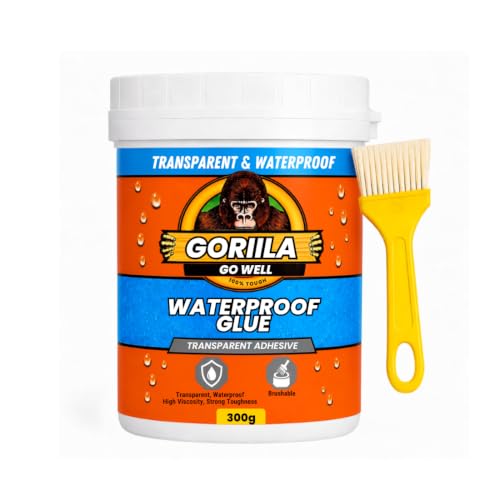 Image of Go Well Transparent Waterproof Glue 300gm with Brush, Roof Leakage Crack Seal Agent Roof Water Leakage Solution Water Proof Glue For Wall, Ceramic,Stone, Glass,Bricks, Tile,Plastic (300 GM / 1 PACK)
