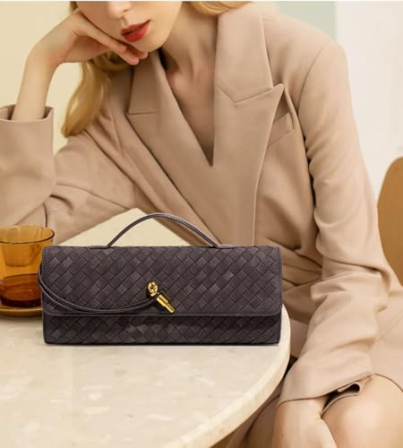 Image of Upbull Trendy Woven Evening Clutch Purses Women Underarm Shoulder Handbag Cute Satchels Crossbody Purse PU Leather Wallet