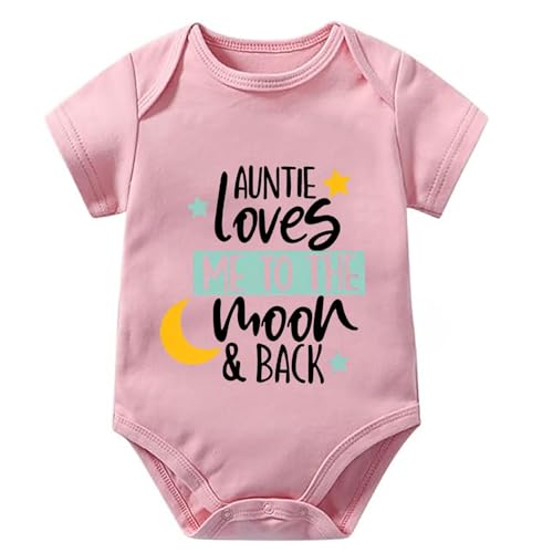 Auntie Loves Me To The Moon And Back Baby Clothes Short Sleeve Baby Romper Newborn Outfits