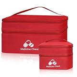 DiULi Set da 2 Pezzi Borsa Pronto Soccorso, Impermeabile Kit di Primo Soccorso Vuoto a Doppio Strato, Portatile Porta Medicine da Viaggio per Casa, Esterno, Rosso