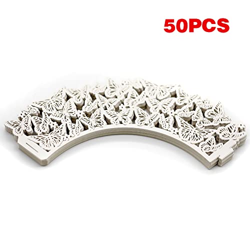 Eforcase 50PCS Purple Cupcake Wrappers Artistic Bake Cake Paper Filigree Little Vine Butterfly Lace Cut Liner Baking Cup Wraps Muffin Case Trays for Wedding Party Decoration Birthday Baby Shower - Thumbnail 3