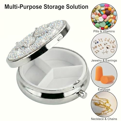 Image of Medicine Organizer Box Butterfly Pocket Pharmacy Bling Travel Pill Case Box for Purse Mini Pill Holder Organizer Small Pills Container for Vitamin(Colorful)