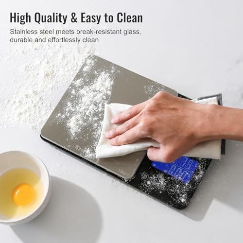 Image of KitchenTour Dual Platform Digital Kitchen Scale with Total Weight Function - 500g /0.01g & 15kg /1g - Accurate for Cooking and Baking -Ideal for Meal Prep and Portion Control