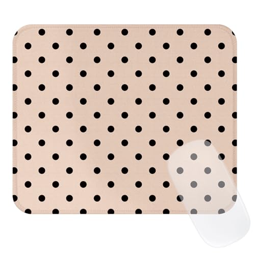 Image of Square Cute Dots Mouse Pad with Stitched Edge, Premium Waterproof Cloth Aesthetic Small Dot Mouse Mat, Non-Slip Rubber Base Funny Mousepad Desk Accessories,Dots Brown