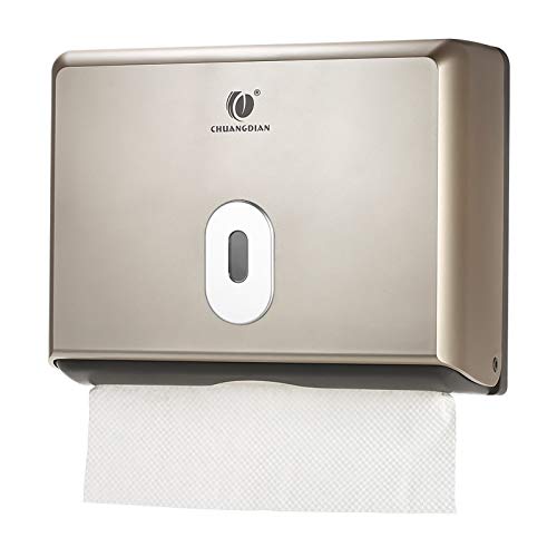 Irishom Commercial Paper Hand Towel Holder, Toilet Tissue Dispenser, Wall-Mounted Bathroom Tissue Dispenser Tissue Box Holder for Multifold Paper Towels (Champagne Gold)