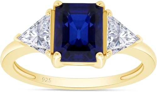 Bague saphir bleu émeraude argent 925 durable sans allergie pour femme