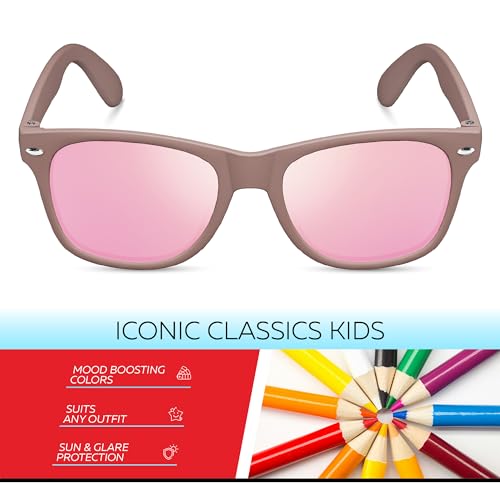 Image of Retro Rewind Kids Sunglasses for Boys Girls Age 3-12 - Shatterproof UV400 Toddler Children Sun Glasses