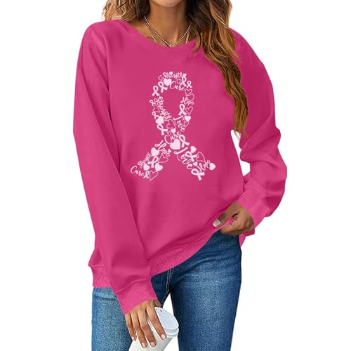 Womens Sweatshirts Breast Cancer Awareness Pullover In October We Wear Pink Tops Pink Ribbon Inspirational Shirt - image 2