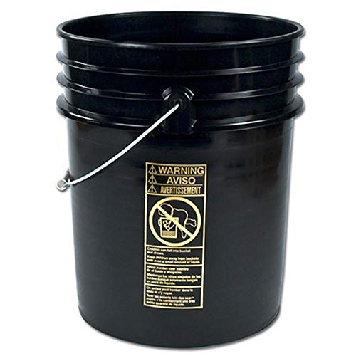 5 Gallon (20L) Plastic Buckets, 3-Pack - Black