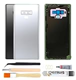 Rear Back Glass Replacement for Samsung Galaxy Note 9 with Camera Glass Lens + Adhesive + Repair Tool Kits (Pure White)