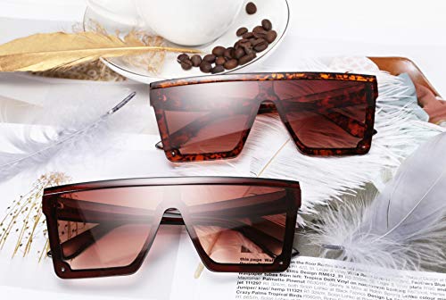 Image of FEISEDY Oversized Square Trendy Sunglasses Womens Mens Futuristic Flat Top Visor Shades UV400 B2470