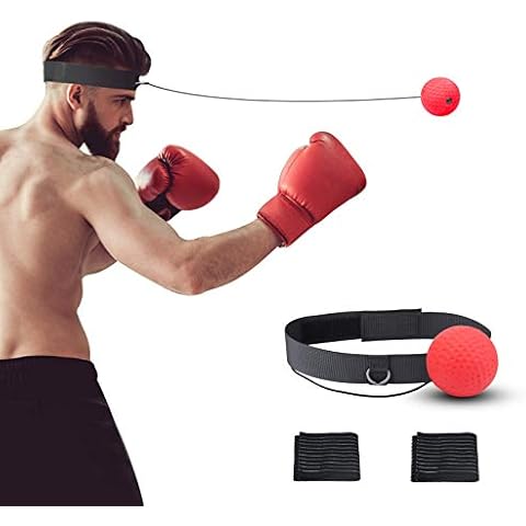 CHIFOOM Boxing Reflex Ball Fight Ball Headband Punching Ball on String for Training Speed Hand Eye Coordination and Fitness with Bandage for Adult and Kids Cover