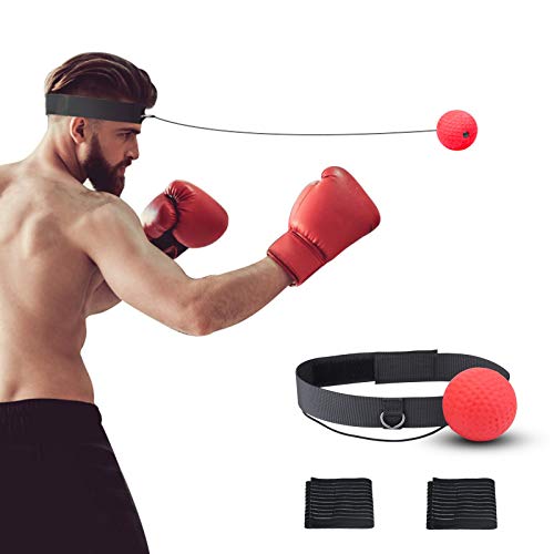 CHIFOOM Pelota Boxeo 4pcs Fight Ball Boxing Ball Pelota de Boxeo Bola de Combate Pelota Reflex con Diadema Herramienta Deportiva para Fight MMA Training reacciones de Velocidad y Coordinación Mano-Ojo