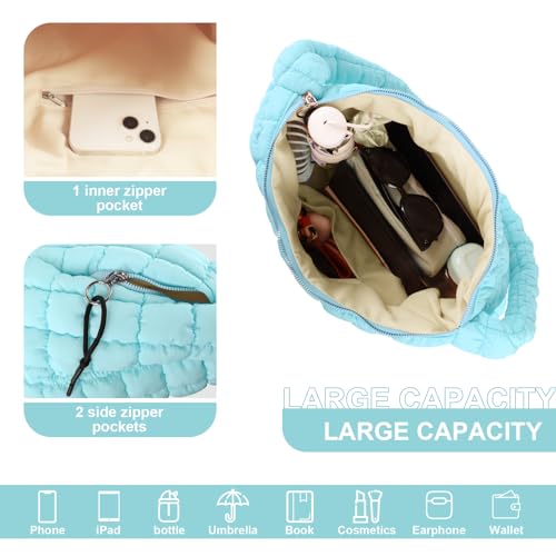 Image of Quilted Puffer Tote Bag Purse Puffy Crossbody Shoulder Bag,Lightweight Nylon Hobo Bag Puffer Carryall Bag for Women Girl