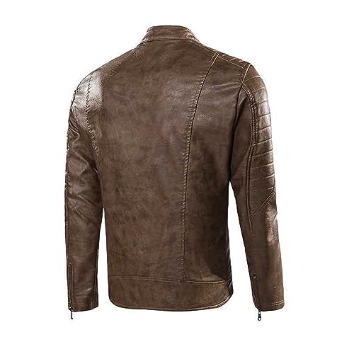 Chaqueta de cuero para hombre, estilo vintage, cálida y casual miniatura 2