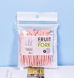 ASEANAO 50 tenedores de frutas en miniatura rosas (3.4 pulgadas de largo) – plástico, 50 piezas