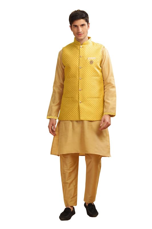 Be Active Men's Floral Regular Kt-Ser (Kt0667-02-S_Yellow S)