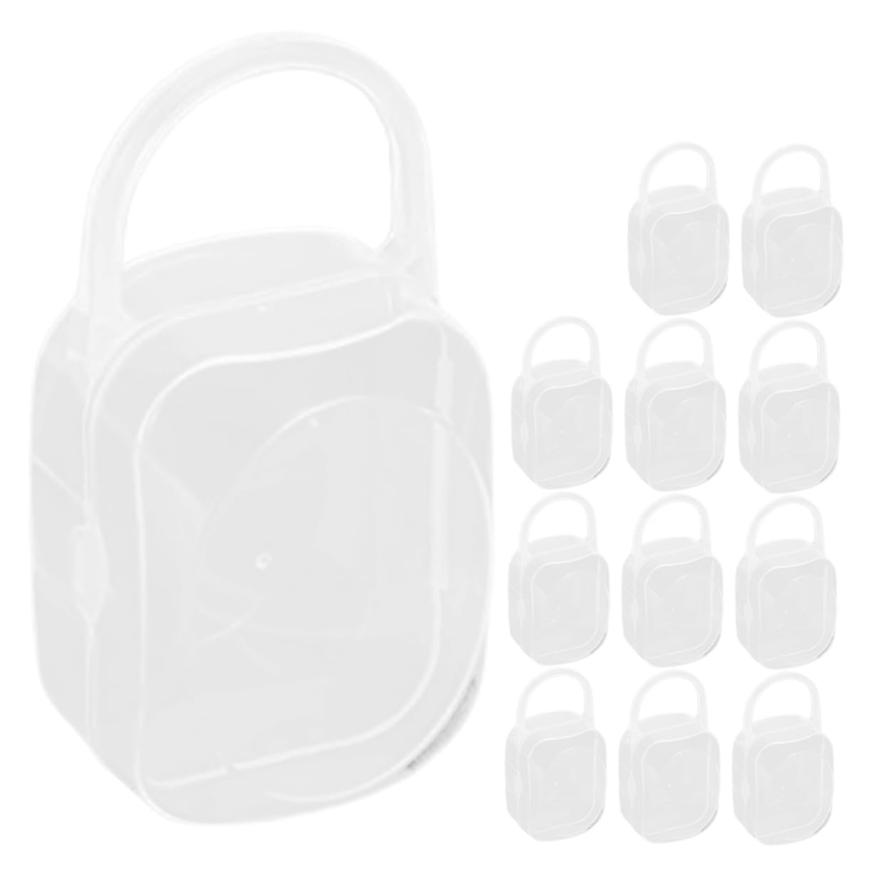 BESPORTBLE 12pcs Portable Pacifier Case Clear Storage Box for Travel Reusable Plastic Pacifier Holder with Wide Mouth Design for Organizing Diaper Bags