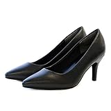[アミアミ] 累計32万7232足突破 走れるパンプス 7cmヒール 生地巻きヒールタイプ ポインテッド トゥ パンプス レディース 痛くない 歩きやすい 楽 CX1104 (37(23.5cm～24.0cm), ブラック(スムース))