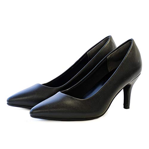 [アミアミ] 累計32万7232足突破 走れるパンプス 7cmヒール 生地巻きヒールタイプ ポインテッド トゥ パンプス レディース 痛くない 歩きやすい 楽 CX1104 (36(23.0cm～23.5cm), ブラック(スムース))のサムネイル