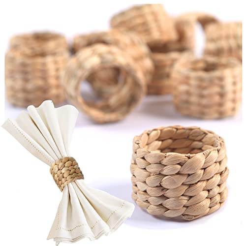 48 Pcs Water Hyacinth Boho Napkin Rings, Farmhouse Napkin Rings Set Of 48, Rattan Napkin Rings, Boho Napkins, Nature Napkin Rings For Party, Wedding, Supplies For Dinner Table Decoration #TOP7
