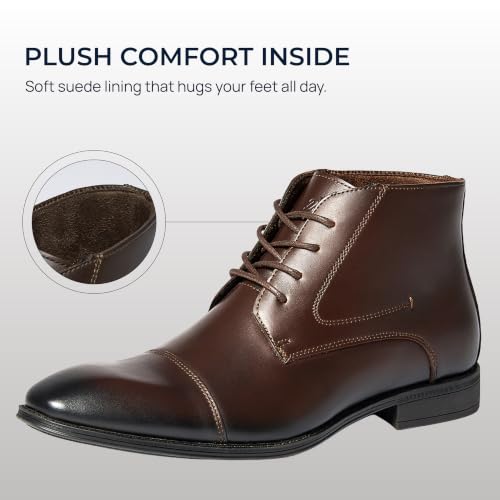 Image of Holy dove Mens Dress Boots Leather Oxford Chukka Boots | Hi-Poly insole,non-slip rubber outsole, business formal, ankle-high chukka Oxford style