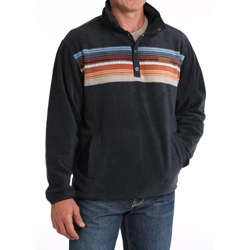 Cinch Mens Navy Printed Poly-Spandex Fleece Pullover - MWK1912002-NAV2