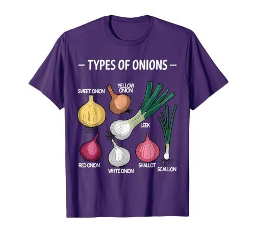 Types of Onions Vintage Onion Gardener Lovers T-Shirt, Men, Purple, Large