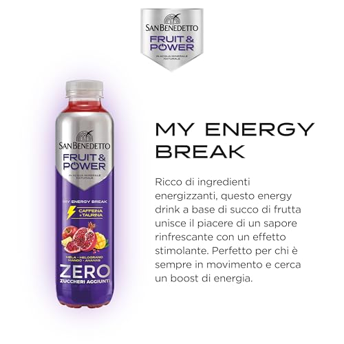 San Benedetto, Energy Drink Fruit & Power Zero, 12X400 Ml, Bevanda Energetica Al Gusto Di Frutta, Con Caffeina E Taurina, Zero Zuccheri Aggiunti, Un'alternativa Al Caffè Fresca E Gustosa - 3