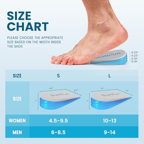 Heel Lift Inserts for Women Shoes - Sumifun 4 Layers Adjustable Orthopedic Shoe Lifts for Uneven Legs - Gel Heel Inserts for Leg Length Discrepancy (Size S,Blue) - Thumbnail 6