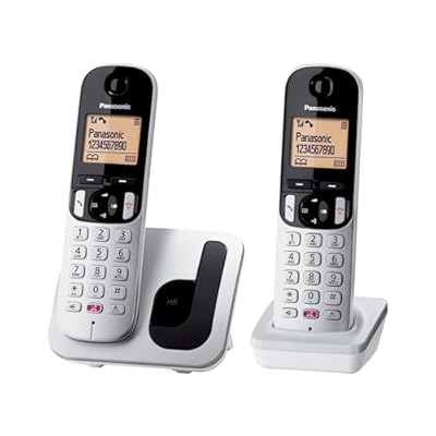 Panasonic KX-TGC252SPS Teléfono Inalámbrico Digital  Unidad Base y 2 Auriculares  Identificador y Bloqueo de Llamadas  Altavoz  Modo Ecológico  Reloj Despertador Evolucionado  Pantalla LCD  Plateado