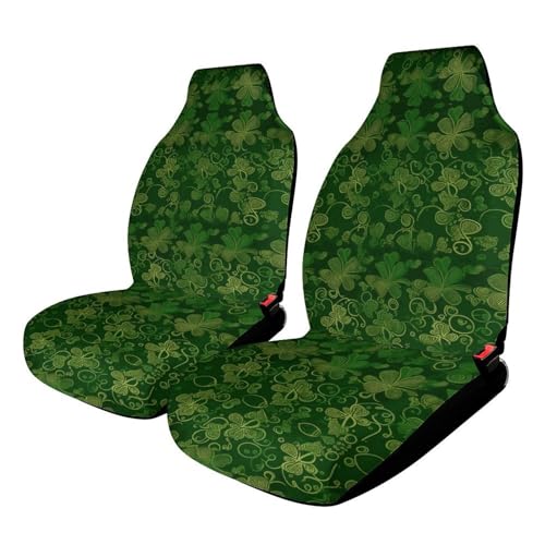 Housse de siège de voiture Saint-Patrick | Lot de 2 avec imprimé paillettes et bande élastique