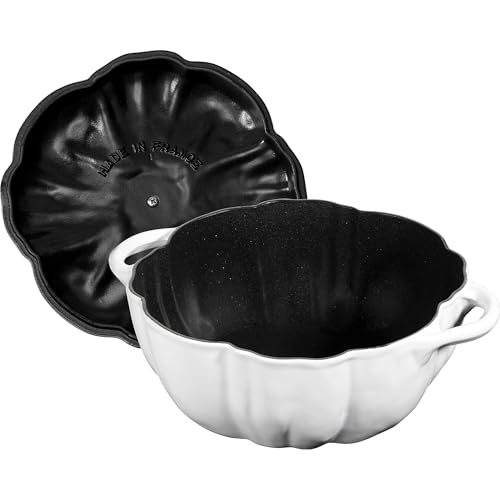 Image of Staub Cast Iron 3.5 Qt Pumpkin Dutch Oven, Cocotte, White, Made in France