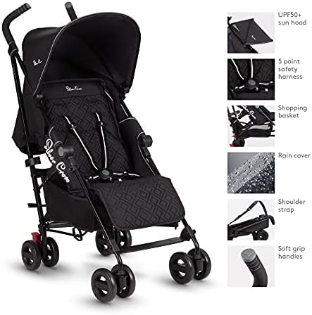 Silver Cross Zest Stroller, Compact and Lightweight Fully Reclining Baby To Toddler Pushchair  Black (New)