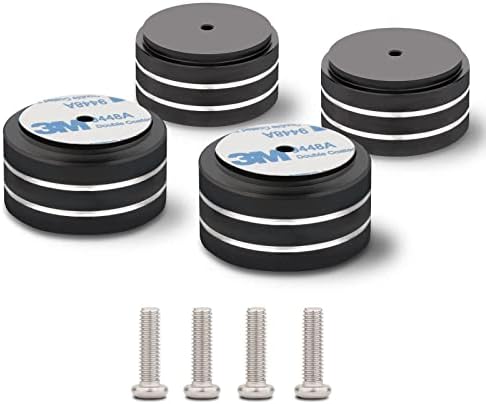 Monosaudio 4Pcs 40x20mm Speaker Isolation Feet 3M Adhesives Speaker Spike Pads with Non-Slip Rubber Rings for Audio,Speakers, Subwoofers, Home Theater, Turntable DAC Feet Pad (Black Color)