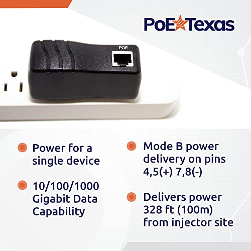 Adaptador PoE pasivo PoE Texas IEEE 802.3af: divisor y inyector de alimentación por Ethernet de un puerto, para cámaras IP y dispositivos de 12 V (certificado UL) miniatura 5