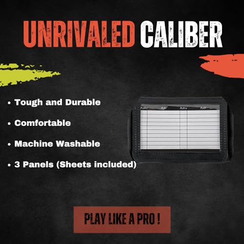 dd qb playbook wristband youth and adult size - black football quarterback play wristbands for adult and youth - wrist coach for all sports with 3 compartments