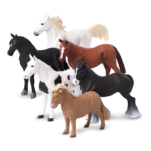 TERRA by Battat – Pferde-Set – 6 Spielzeug-Pferdefiguren – Tierisches Spielzeug für Kinder – Bauernhof-Tierfiguren – 3 Jahre +