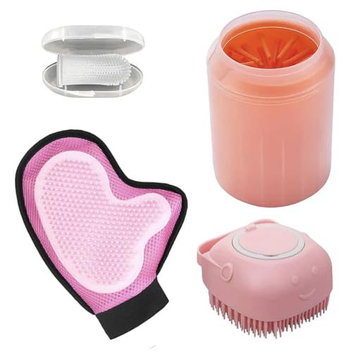 Brosses de toilettage pour chat ou chien Lot de 4 peignes rose et orange