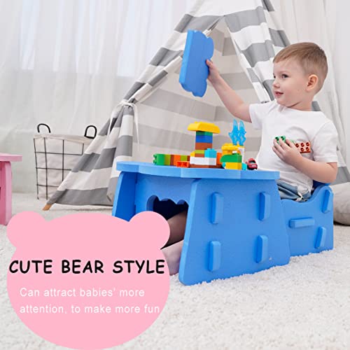 MBQMBSS Kids Table Chair Set, 3D EVA Foam Splicing Board, Eating Playing Table Chair for Toddlers, Creative Educational Learning Toy Gift for Toddlers, Babies & Children (Blue)
