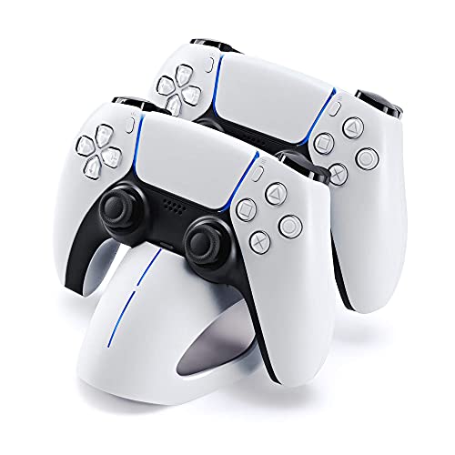 PALPOW Controller Ladestation for PS5, Ladestation Controller for PS5 mit Schnelllade, Ladegerät für Playstation 5 Dualsense Controller mit LED-Ladeanzeige, Weiß Cover