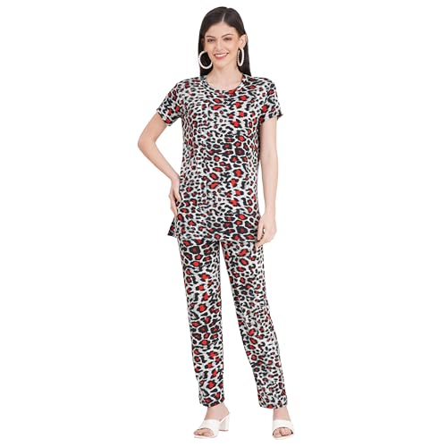 Image of Women's Pure Cotton Top & Pyjama Set - Printed Nightwear and Loungewear, Comfortable Night Suit for Sleep and Relaxation