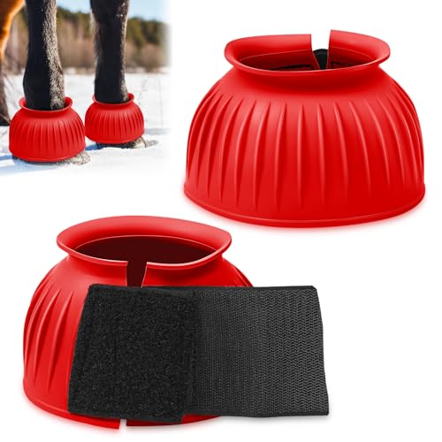 Abbylike Bell Boot for Horse 1 Pair/2 Pair Available, XL, Red, 1 Pair