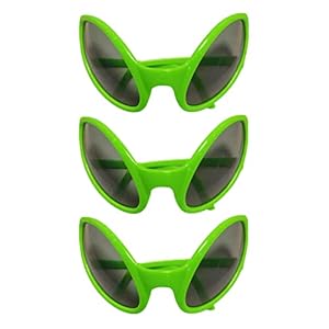 MenYiYDS – Paquete de 3 gafas de extraterrestre caprichosas, gafas de disfraz de alienígena, gafas decorativas, accesorios para fotos, gafas de fiesta