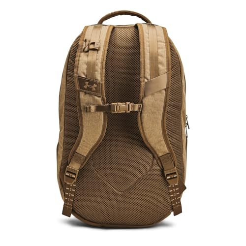 Image of Under Armour Unisex, Hustle 6.0 Pro Backpack (728) Coyote Brown Full Heather /Coyote /Metallic Gold One Size Fits Most