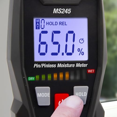 Image of Triplett MS245 Pin /Pinless Moisture Meter for Wood and Building Materials with Audible Indicator