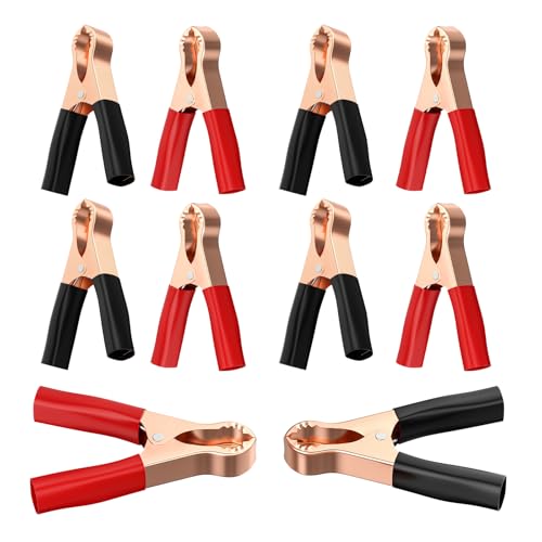 Vibit 10 Pcs 50A Alligator Clips Electrical Heavy Duty Copper Spring Clamps Spring Loaded Battery Clamps Insulated Test Clips Car Battery Electric Test Clips for Electrical Testing & Automotive