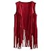 Produktbild iHENGH Damen Herbst Winter Bequem Mantel Lässig Mode Jacke Frauen Herbst Winter Wildleder Ethnische ärmellose Quasten Fransen Weste Cardigan