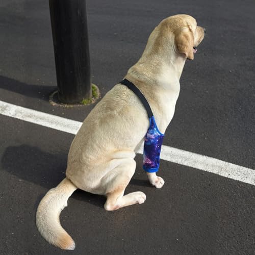 Image of Dog Elbow Wraps Knee Protector Pads Elbow Callus Treatment Sleeve for Wounds Front Legs Prevent Licking for Medium Large Dogs 3XL, Galaxy