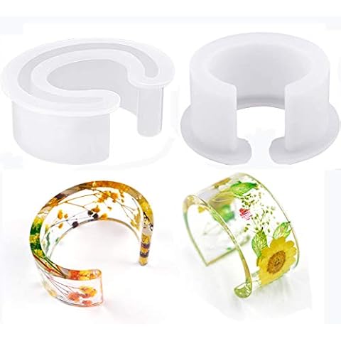 2 Pcs C Font Cuff Bracelet Silicone Bangle Mold Clear Round Bracelet Jewelry Casting Resin Mould Cover